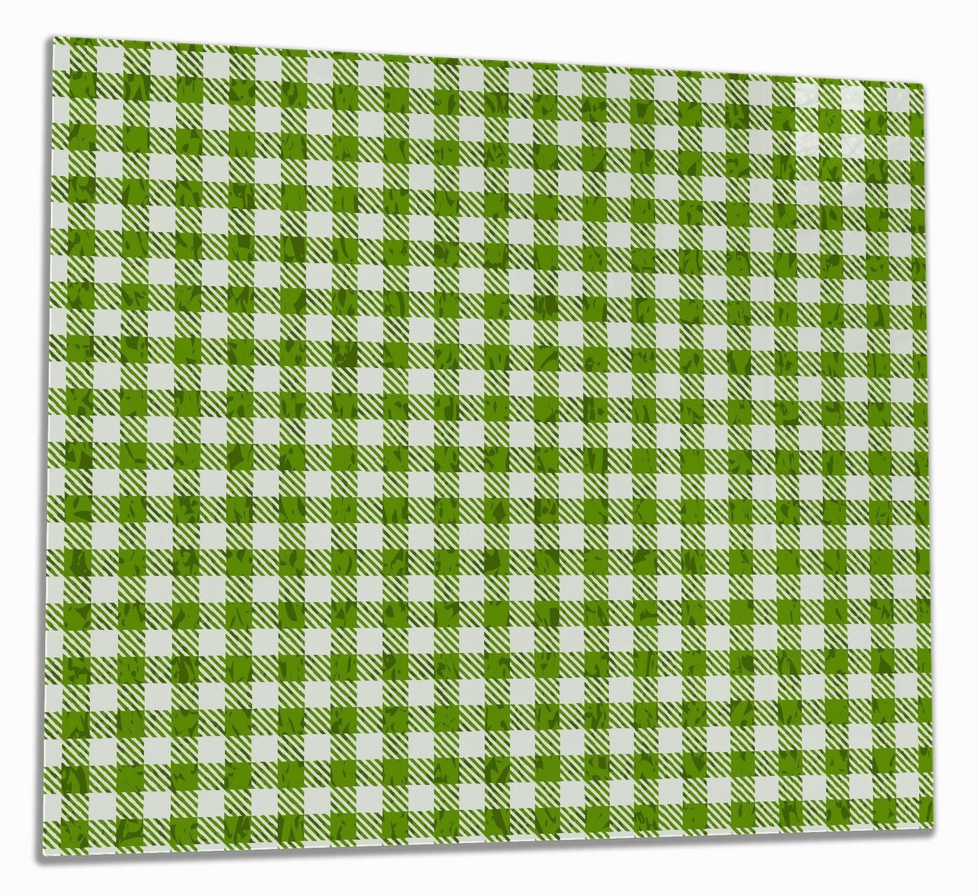 Wallario Herd-Abdeckplatte Muster einer Tischdecke in grün und weiß kariert, ESG-Sicherheitsglas, (Glasplatte, 1 tlg., inkl. 5mm Noppen), verschiedene Größen von Wallario