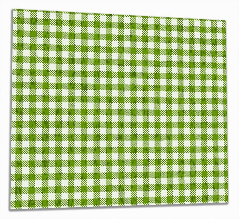 Wallario Herd-Abdeckplatte Muster einer Tischdecke in grün und weiß kariert, ESG-Sicherheitsglas, (Glasplatte, 2 tlg., inkl. 5mm Noppen), verschiedene Größen von Wallario