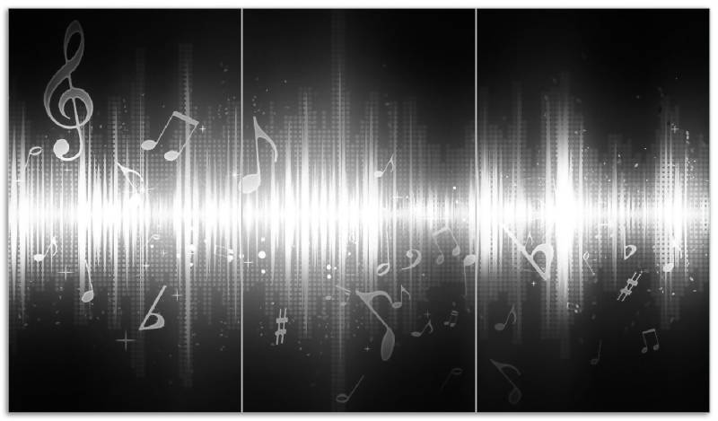 Wallario Herd-Abdeckplatte Noten der Musik in schwarz und weiß, ESG-Sicherheitsglas, (Glasplatte, 3 tlg., inkl. 5mm Noppen), verschiedene Größen von Wallario