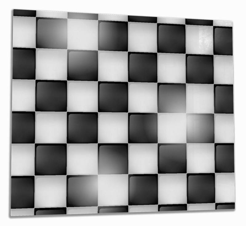 Wallario Herd-Abdeckplatte Schachbrett Muster, ESG-Sicherheitsglas, (Glasplatte, 1 tlg., inkl. 5mm Noppen), verschiedene Größen von Wallario