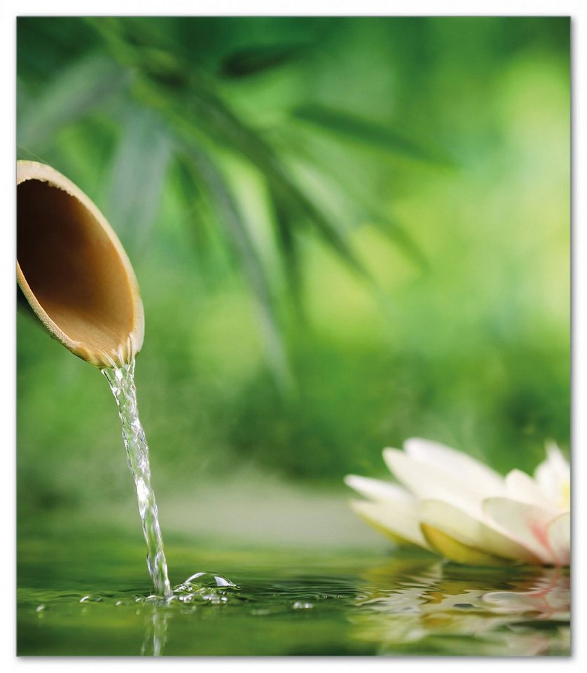 Wallario Herd-Abdeckplatte Seerosen und Bambus auf dem Wasser, ESG-Sicherheitsglas, (Glasplatte, 1 tlg., inkl. 5mm Noppen), verschiedene Größen von Wallario