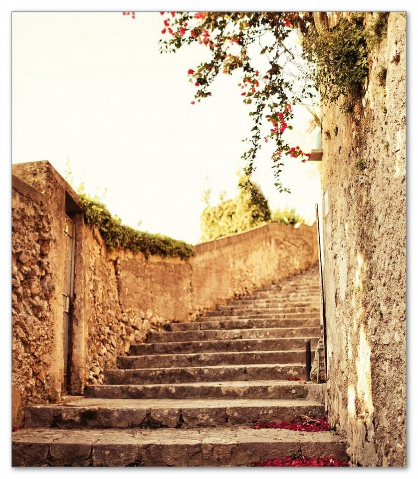 Wallario Herd-Abdeckplatte Steinerne Treppe in Italien, ESG-Sicherheitsglas, (Glasplatte, 1 tlg., inkl. 5mm Noppen), verschiedene Größen von Wallario