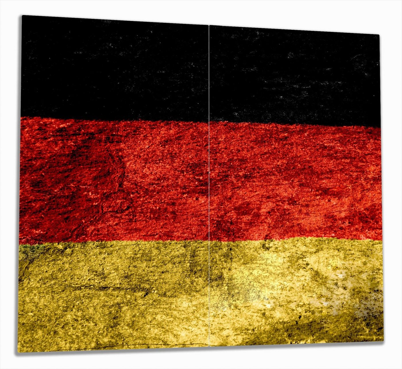 Wallario Herd-Abdeckplatte Verwitterte Deutschland-Fahne in schwarz rot gold, ESG-Sicherheitsglas, (Glasplatte, 2 tlg., inkl. 5mm Noppen), verschiedene Größen von Wallario