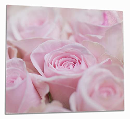 Wallario Herdabdeckplatte/Spritzschutz aus Glas, 1-teilig, 60x52cm, für Ceran- und Induktionsherde, Rosafarbene Rosenblüten im Strauß von Wallario