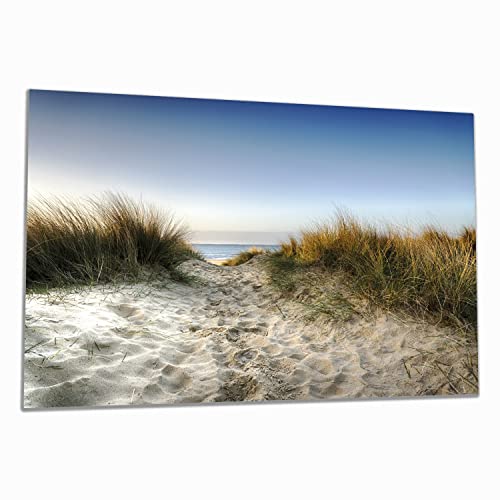 Wallario Herdabdeckplatte/Spritzschutz aus Glas, 1-teilig, 80x52cm, für Ceran- und Induktionsherde, Weg durch die Dünen zum Strand am Meer von Wallario