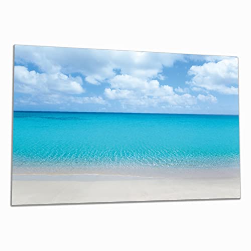 Wallario Herdabdeckplatte/Spritzschutz aus Glas, 1-teilig, 80x52cm mit 13 mm hohen Füßen, für Ceran- und Induktionsherde, Sandstrand und blaues Meer von Wallario
