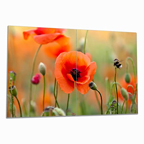 Wallario Herdabdeckplatte/Spritzschutz aus Glas, 2-teilig, 80x52cm, für Ceran- und Induktionsherde, Mohnblumenblüten Wallario Herdabdeckplatte/Spritzschutz aus Glas, 2-teilig, 80x52cm, für Ceran- und Induktionsherde, Mohnblumenblüten von Wallario