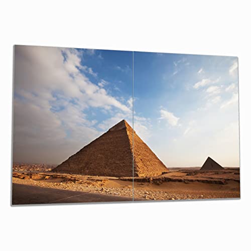 Wallario Herdabdeckplatte/Spritzschutz aus Glas, 2-teilig, 80x52cm mit 13 mm hohen Füßen, für Ceran- und Induktionsherde, Alte Pyramide in Ägypten Wallario Herdabdeckplatte/Spritzschutz aus Glas, 2-teilig, 80x52cm mit 13 mm hohen Füßen, für Ceran- und Induktionsherde, Alte Pyramide in Ägypten von Wallario