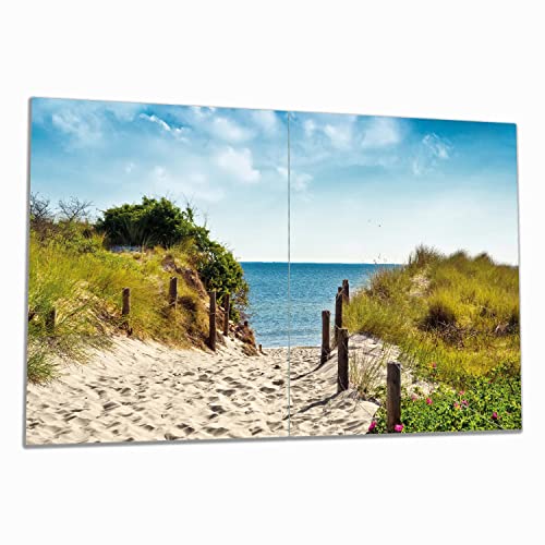 Wallario Herdabdeckplatte/Spritzschutz aus Glas, 2-teilig, 80x52cm mit 13 mm hohen Füßen, für Ceran- und Induktionsherde, Auf dem Sandweg zum Strand Wallario Herdabdeckplatte/Spritzschutz aus Glas, 2-teilig, 80x52cm mit 13 mm hohen Füßen, für Ceran- und Induktionsherde, Auf dem Sandweg zum Strand von Wallario
