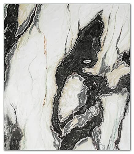 Wallario Herdabdeckplatte/Spritzschutz aus Glas, 52 x 60 cm, 1-teilig, für Ceran- und Induktionsherde, Motiv: Schwarz-Weiße Marmor-Optik von Wallario