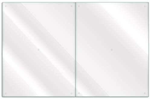Wallario Herdabdeckplatte/Spritzschutz aus Glas, transparent - durchsichtig, 2-teilig, 80 x 52 cm mit 13 mm hohen Füßen, für Ceran- und Induktionskochfelder von Wallario