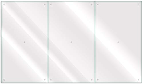 Wallario Herdabdeckplatte/Spritzschutz aus Glas, transparent - durchsichtig, 3-teilig, 90 x 52 cm, für Ceran- und Induktionskochfelder von Wallario