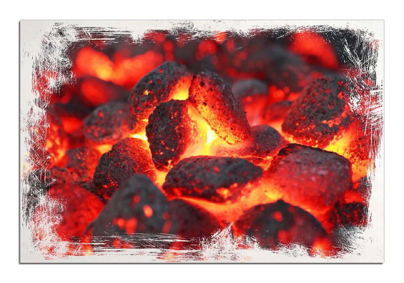 Wallario Holzbild, Glühende Kohlen im Kamin, in verschiedenen Ausführungen Wallario Holzbild, Glühende Kohlen im Kamin, in verschiedenen Ausführungen von Wallario