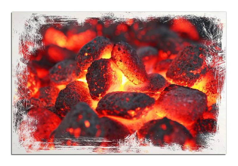 Wallario Holzbild, Glühende Kohlen im Kamin, in verschiedenen Ausführungen von Wallario