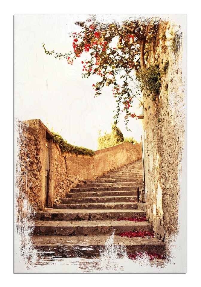Wallario Holzbild, Steinerne Treppe in Italien, in verschiedenen Ausführungen Wallario Holzbild, Steinerne Treppe in Italien, in verschiedenen Ausführungen von Wallario