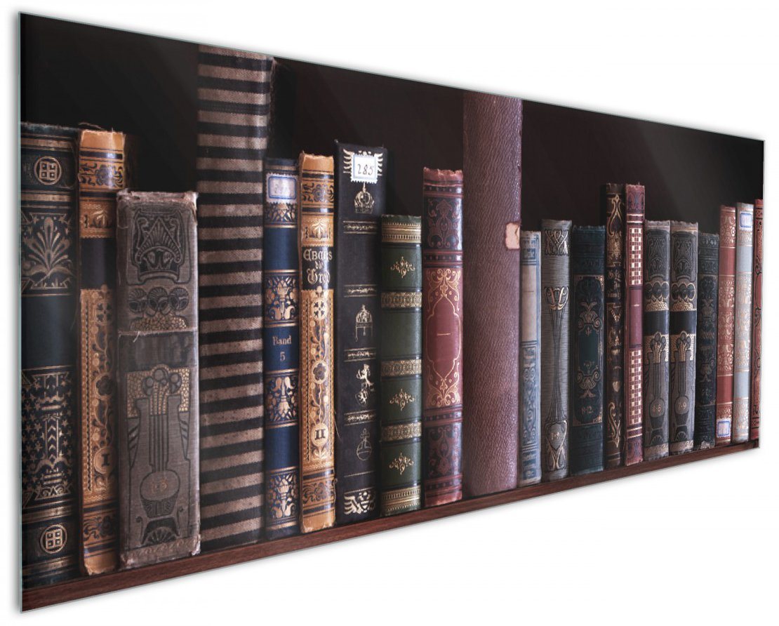 Wallario Küchenrückwand Bücherregal mit alten Büchern, (1-tlg) von Wallario