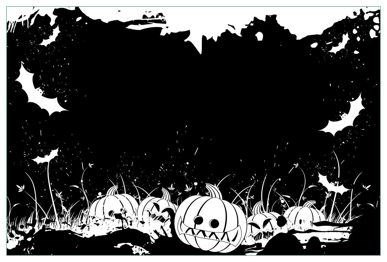 Wallario Küchenrückwand Halloween - Kürbisse und Fledermäuse in schwarz-weiß, Comic Stil, (1-tlg) von Wallario