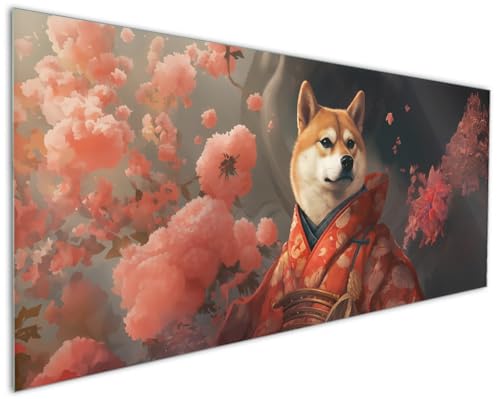 Wallario Küchenrückwand aus Glas 125 x 50 cm, Motiv: Samurai Shiba | Spritzschutz abwischbar & pflegeleicht von Wallario