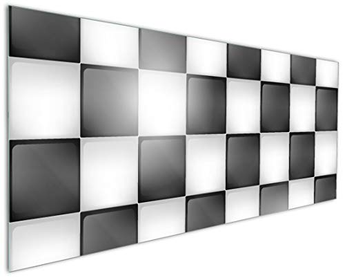 Wallario Küchenrückwand aus Glas 125 x 50 cm, Motiv: Schachbrett Muster | Spritzschutz abwischbar & pflegeleicht von Wallario