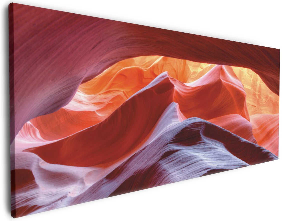 Wallario Leinwandbild, Antelop Canyon USA Kalksandsteingebirge in leuchtenden Farben, in verschiedenen Ausführungen von Wallario