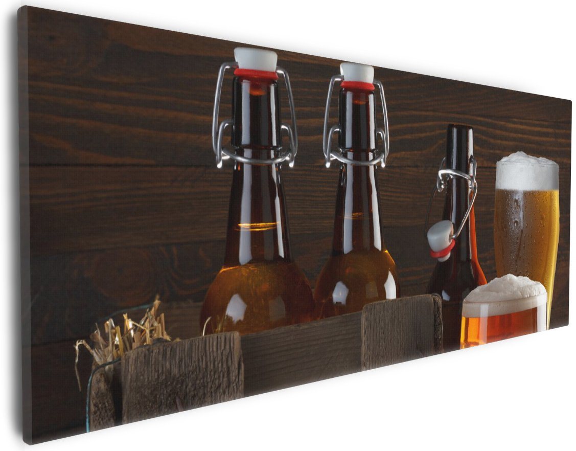 Wallario Leinwandbild, Biervarianten - Pils im Glas Flaschenbier Schild Craft Beer, in verschiedenen Ausführungen von Wallario