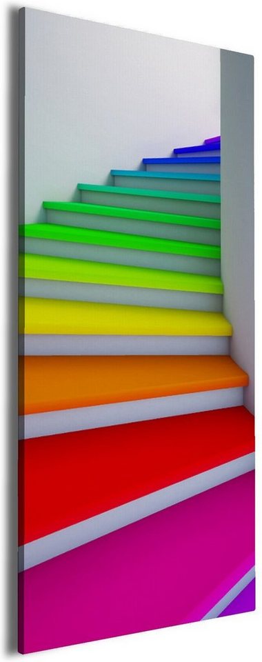 Wallario Leinwandbild, Bunte Treppe, in verschiedenen Ausführungen von Wallario