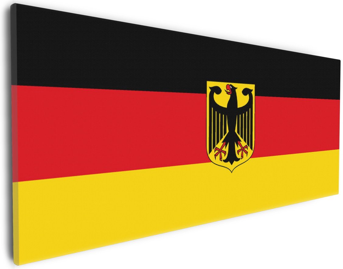 Wallario Leinwandbild, Deutsche Flagge mit Wappen, in verschiedenen Ausführungen von Wallario