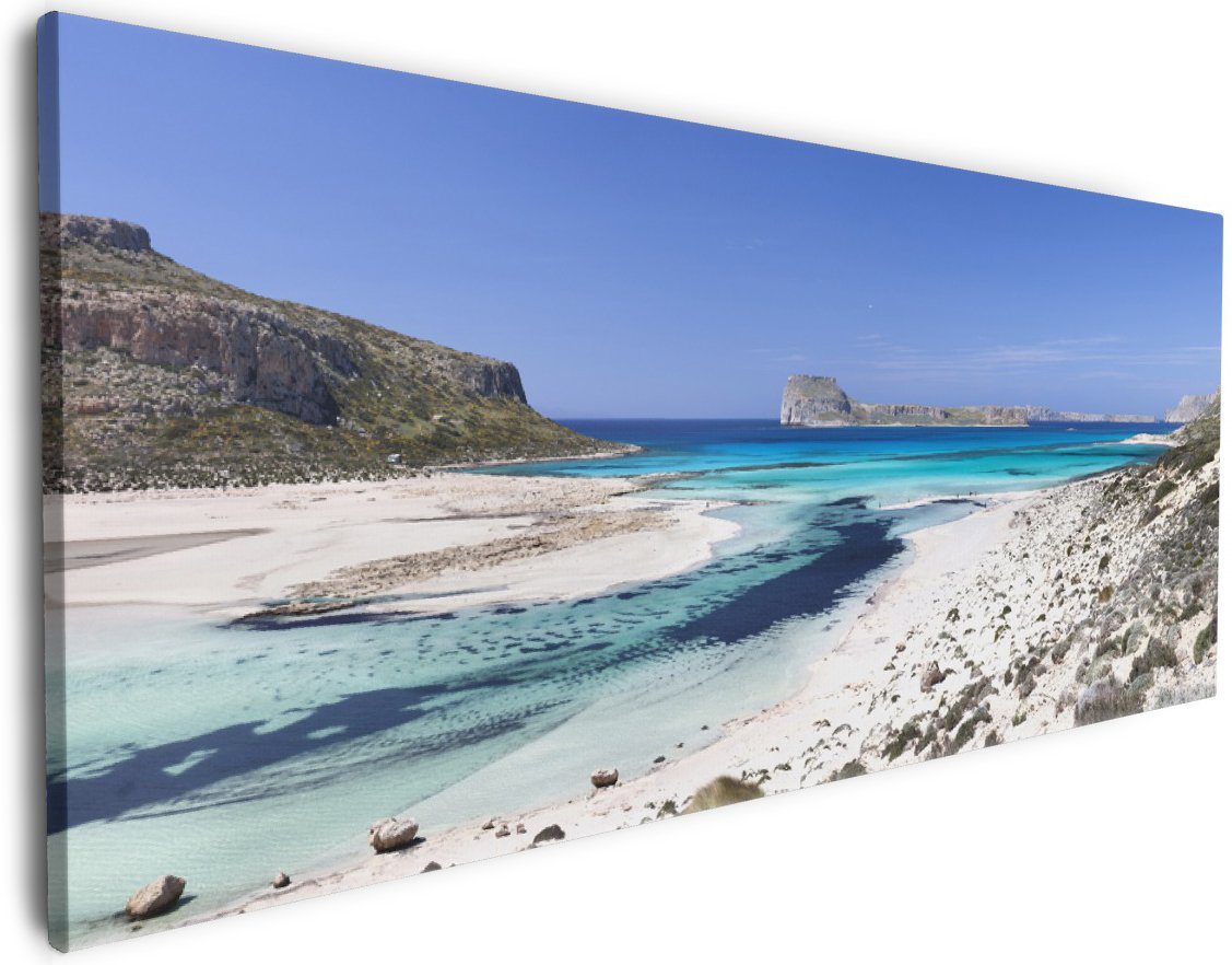 Wallario Leinwandbild, Einsame Bucht mit weißem Sand und klarem Wasser, in verschiedenen Ausführungen von Wallario