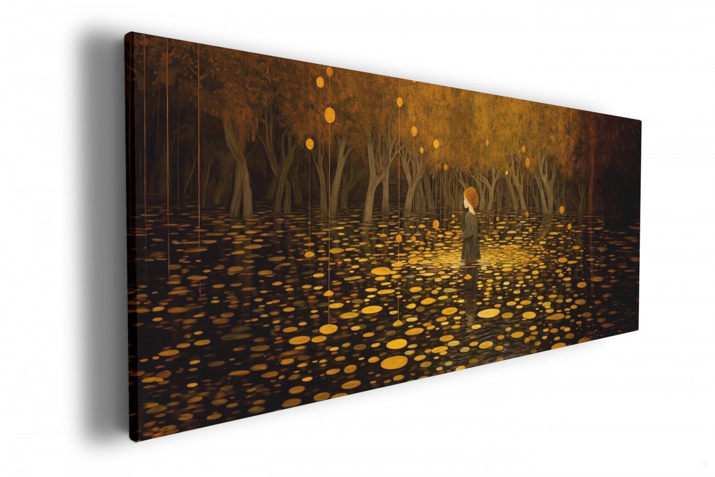 Wallario Leinwandbild, Goldener Wald, in verschiedenen Ausführungen von Wallario