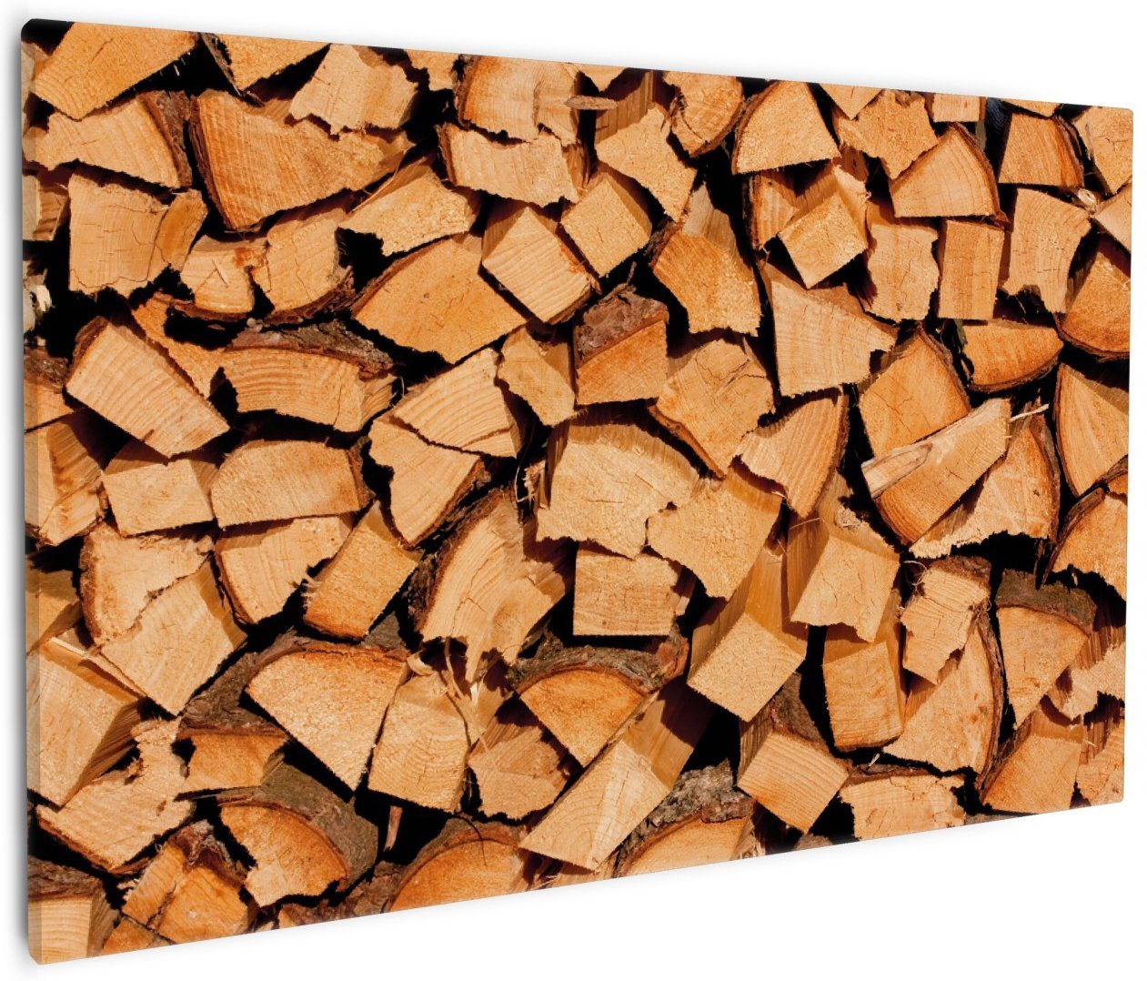 Wallario Leinwandbild, Holzstapel gehackt - Holzscheite für den Kamin, in verschiedenen Ausführungen Wallario Leinwandbild, Holzstapel gehackt - Holzscheite für den Kamin, in verschiedenen Ausführungen von Wallario