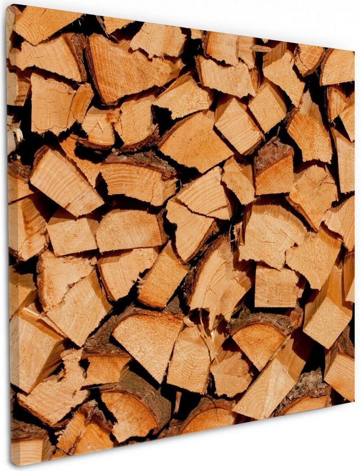 Wallario Leinwandbild, Holzstapel gehackt - Holzscheite für den Kamin, in verschiedenen Ausführungen Wallario Leinwandbild, Holzstapel gehackt - Holzscheite für den Kamin, in verschiedenen Ausführungen von Wallario