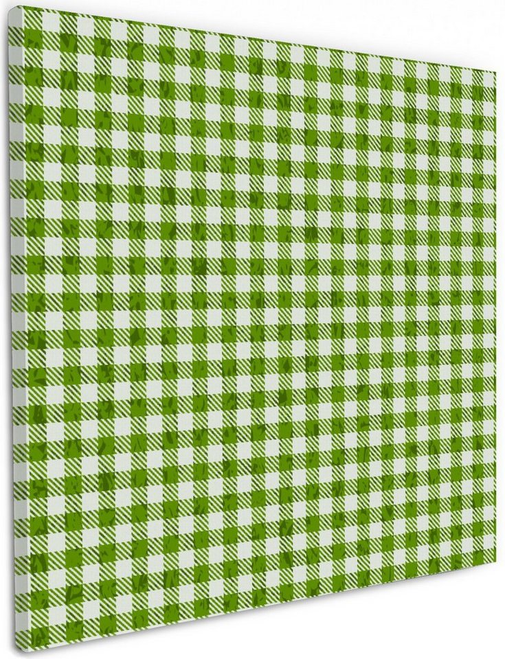 Wallario Leinwandbild, Muster einer Tischdecke in grün und weiß kariert, in verschiedenen Ausführungen Wallario Leinwandbild, Muster einer Tischdecke in grün und weiß kariert, in verschiedenen Ausführungen von Wallario
