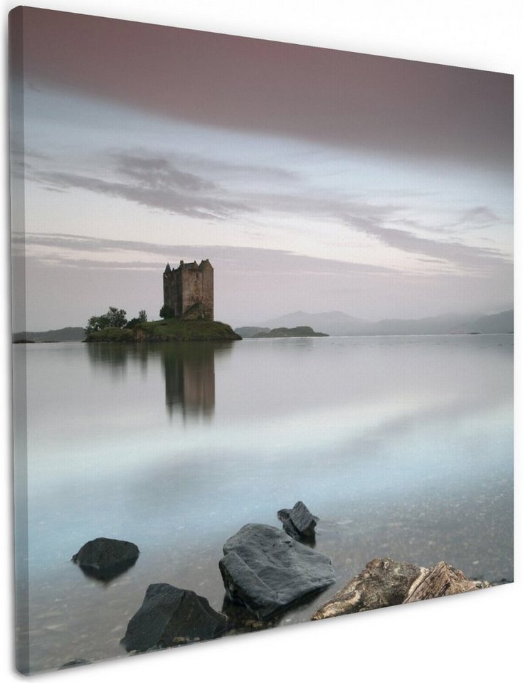 Wallario Leinwandbild, Schloss in Schottland, in verschiedenen Ausführungen von Wallario