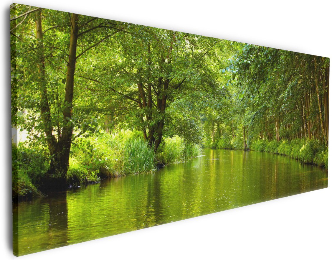 Wallario Leinwandbild, Spreewald in Brandenburg grüne Wälder und Spiegelungen im Wasser, in verschiedenen Ausführungen von Wallario