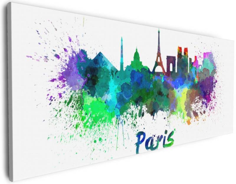 Wallario Leinwandbild, Städte als Aquarell - Skyline von Paris, in verschiedenen Ausführungen von Wallario