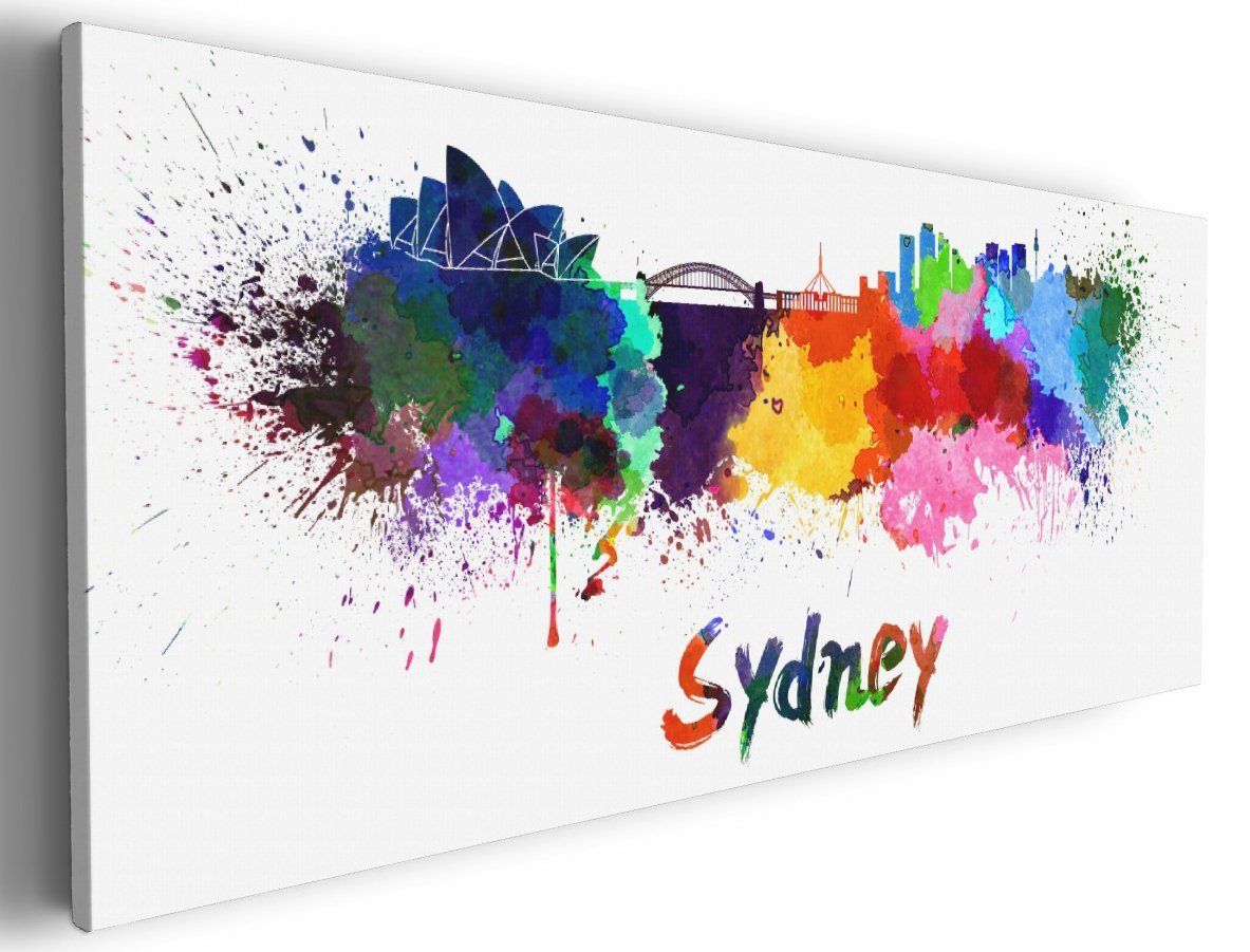 Wallario Leinwandbild, Städte als Aquarell - Skyline von Sydney, in verschiedenen Ausführungen von Wallario