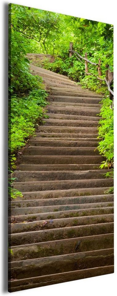 Wallario Leinwandbild, Steintreppe im Wald, in verschiedenen Ausführungen von Wallario