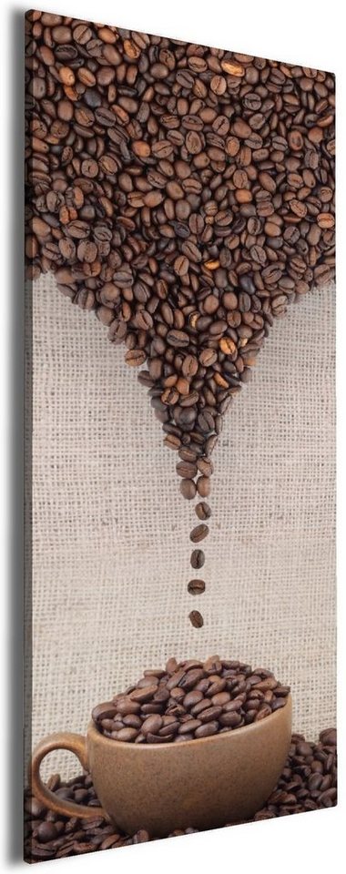 Wallario Leinwandbild, Tasse mit Kaffeebohnen - Kaffeedesign, in verschiedenen Ausführungen von Wallario