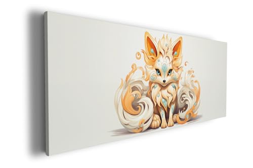 Wallario Leinwandbild Geheimnisvoller Fuchs - Wandbild 50 x 125 cm: Kunstdruck | Brillante lichtechte Farben | hochauflösend | verzugsfrei von Wallario