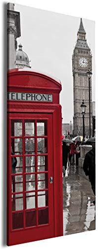 Wallario Leinwandbild Rote Telefonzelle in London England mit Big Ben - Wandbild 30 x 75 cm: Kunstdruck | Brillante lichtechte Farben | hochauflösend | verzugsfrei von Wallario