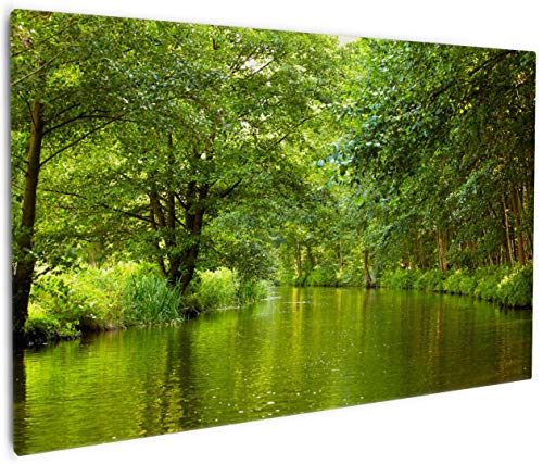 Wallario Leinwandbild Spreewald in Brandenburg grüne Wälder und Spiegelungen im Wasser - Wandbild 60 x 90 cm: Kunstdruck | Brillante lichtechte Farben | hochauflösend | verzugsfrei von Wallario