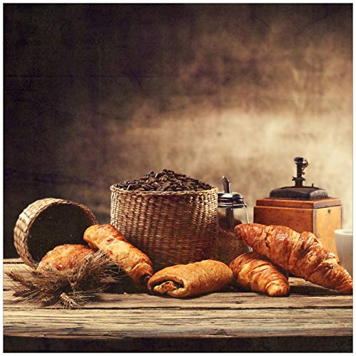 Wallario Magnetfolie für Kühlschrank/Geschirrspüler, magnetisch haftend - 60 x 60 cm, Motiv: Französisches Frühstück mit Café und Croissants von Wallario