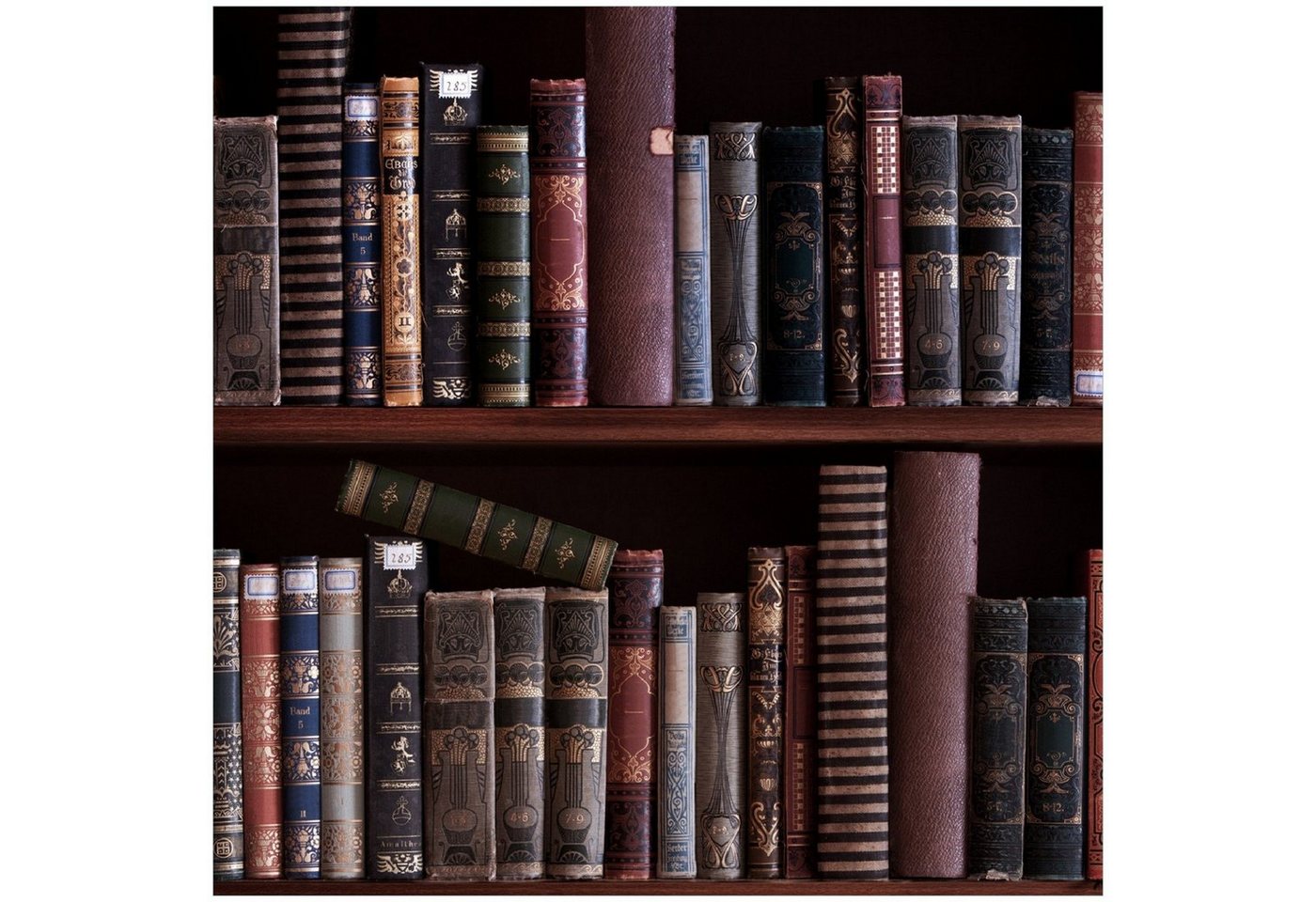 Wallario Memoboard Bücherregal mit alten Büchern von Wallario