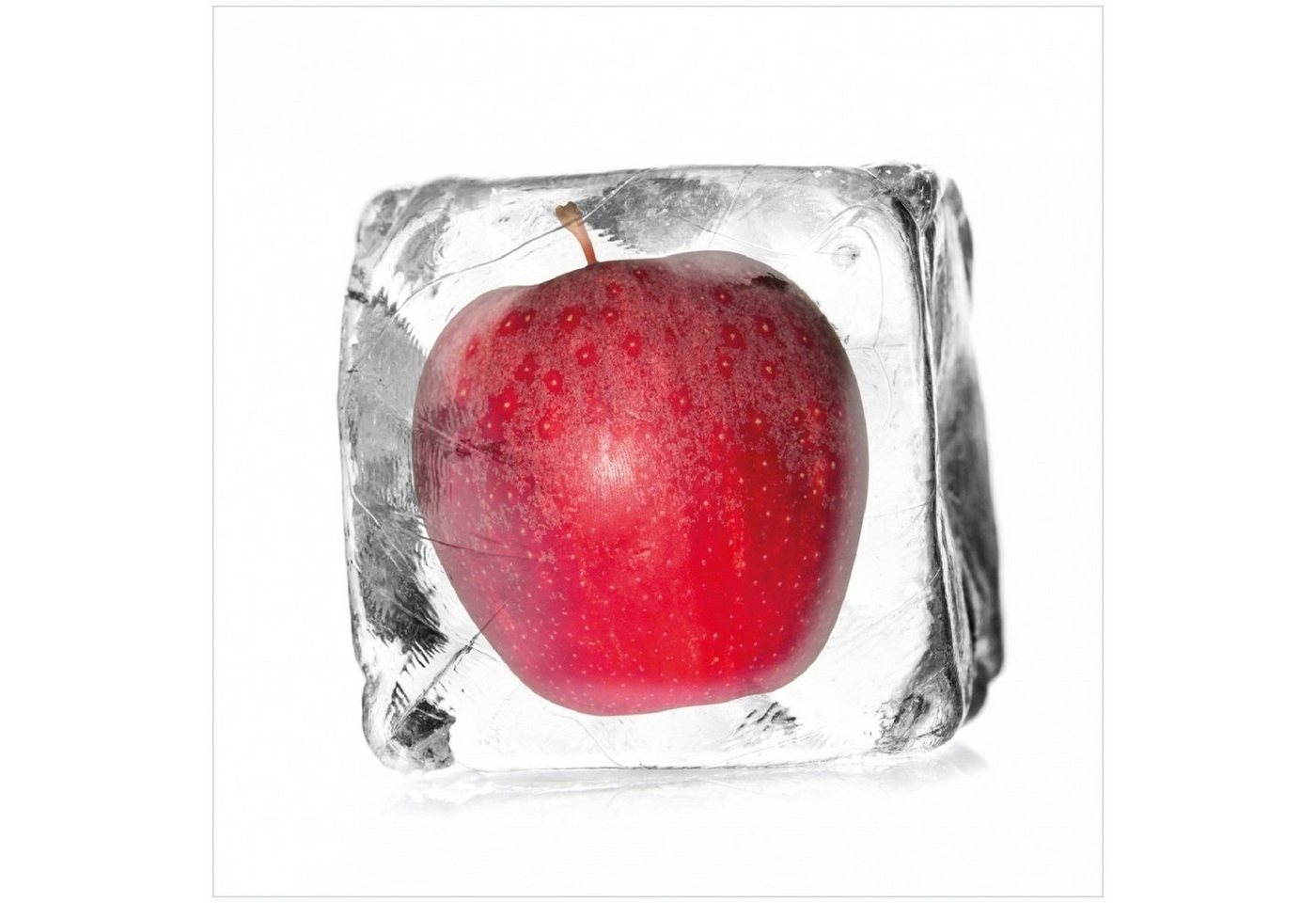 Wallario Memoboard Roter Apfel in Eiswürfel - Eiskaltes Obst von Wallario