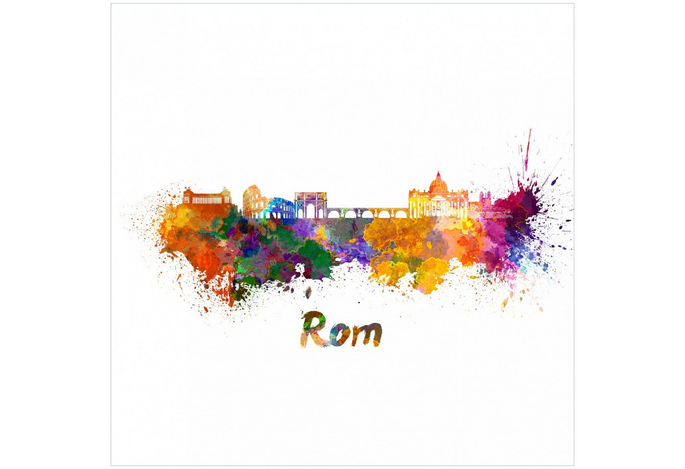 Wallario Memoboard Städte als Aquarell - Skyline von Rom von Wallario