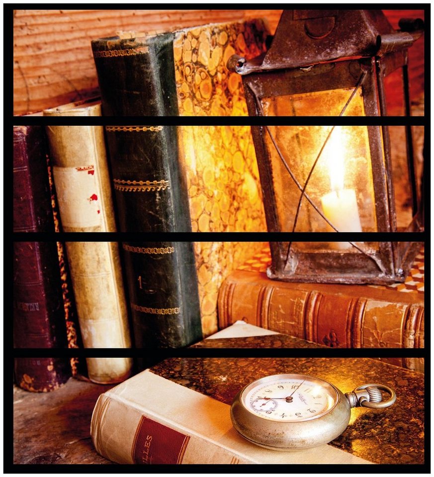 Wallario Möbelfolie Antike Laterne mit Kerze alten Büchern und Taschenuhr Wallario Möbelfolie Antike Laterne mit Kerze alten Büchern und Taschenuhr von Wallario