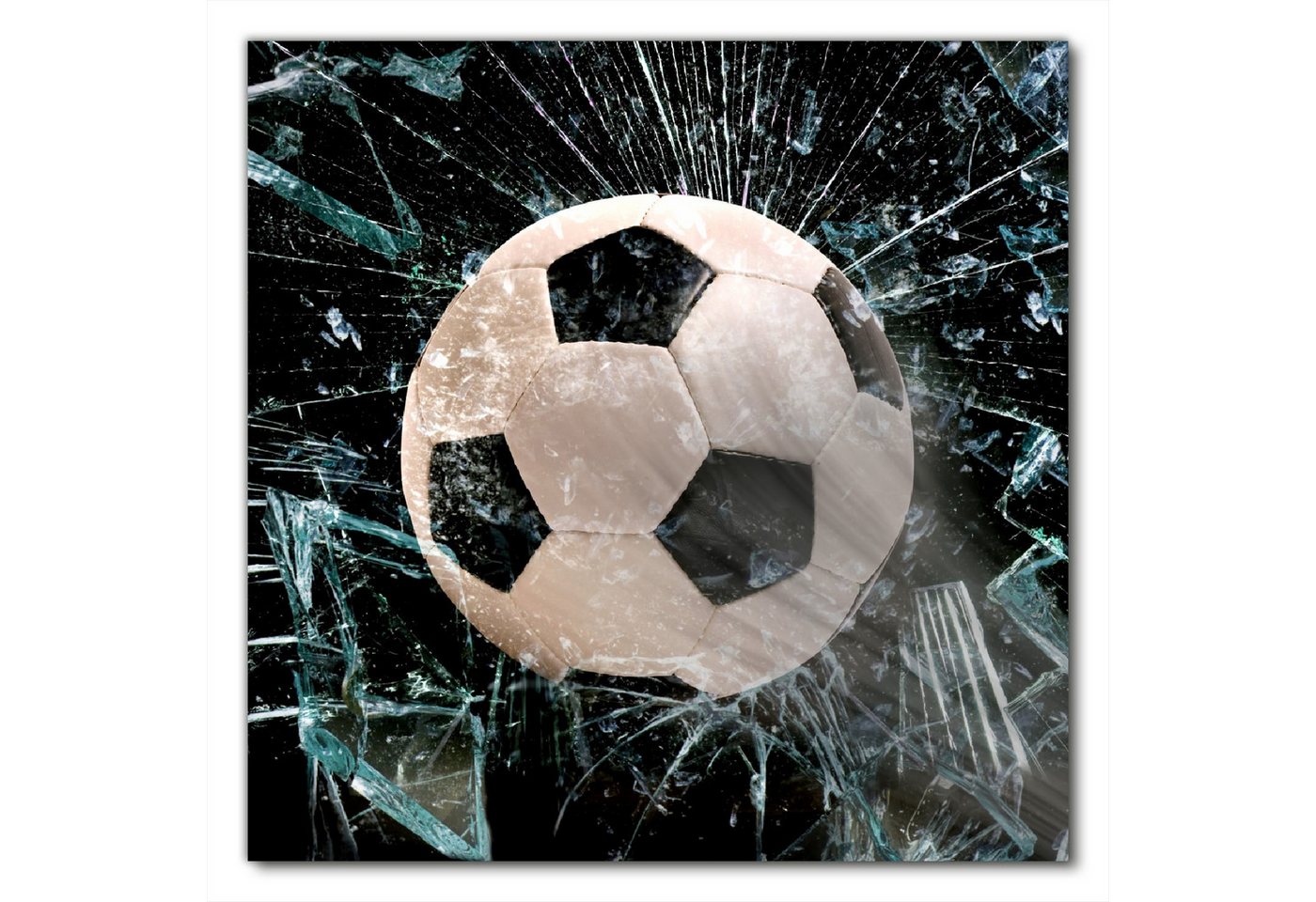 Wallario Möbelfolie Fußball - im Fenster, Splitter und Glas Wallario Möbelfolie Fußball - im Fenster, Splitter und Glas von Wallario