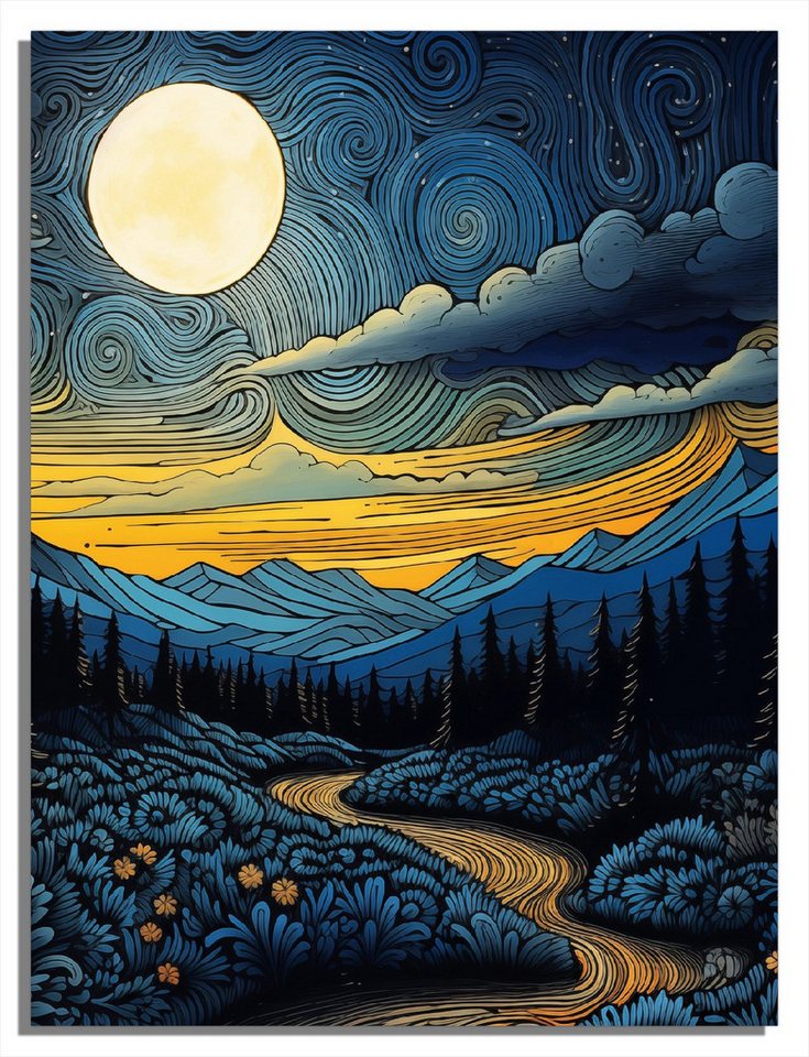 Wallario Möbelfolie Mondschein über den Bergen von Wallario