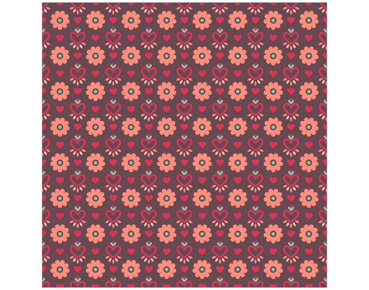 Wallario Möbelfolie Muster mit Blumen und Herzen von Wallario