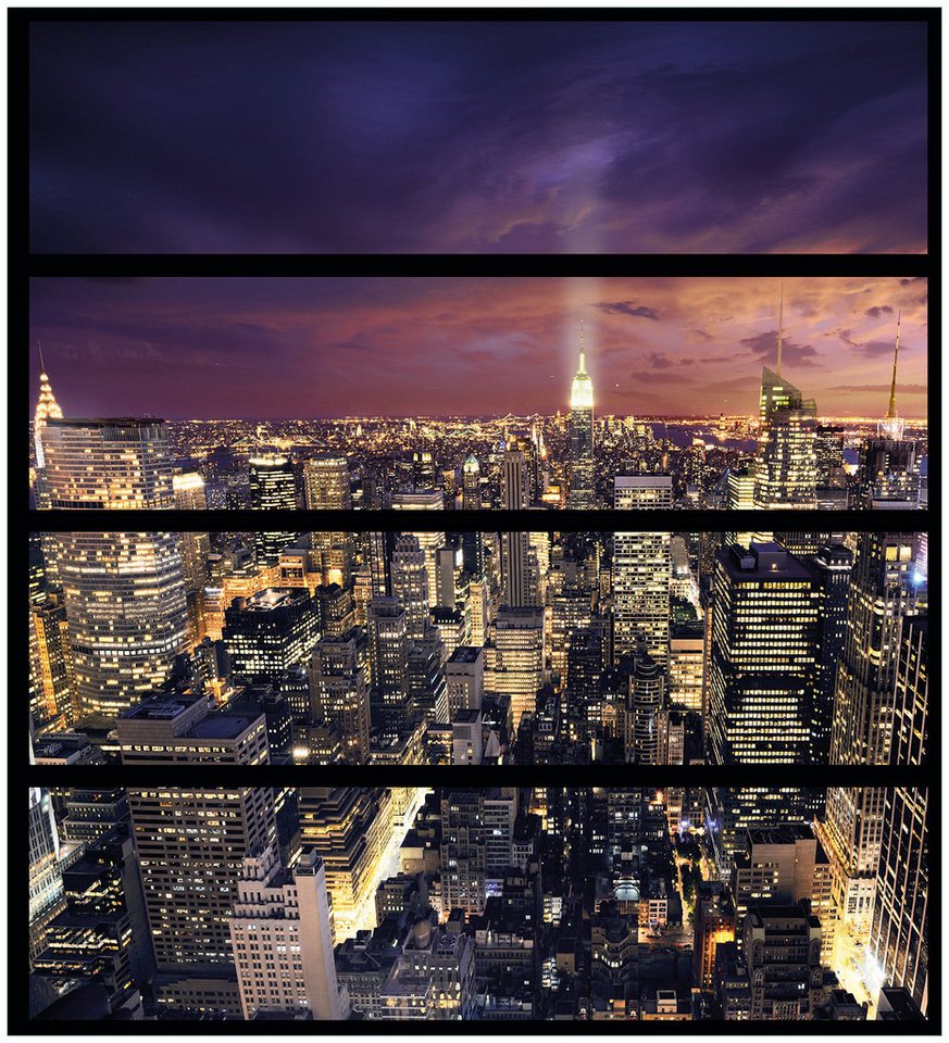 Wallario Möbelfolie New York bei Nacht - Panoramablick über die Stadt von Wallario